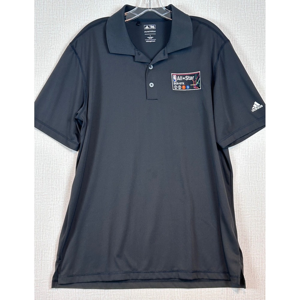 Adidas Mens Puremotion NBA All-Star 2015 BKN-NYK Black Golf Polo Shirt Large